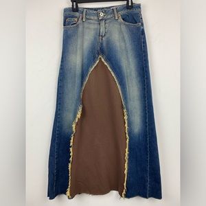 Vintage Blue Tattoo size Medium Women’s Blue Brown Denim Jean Skirt